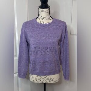 Alfred Dunner Lavender Metallic Crew Neck Sweater